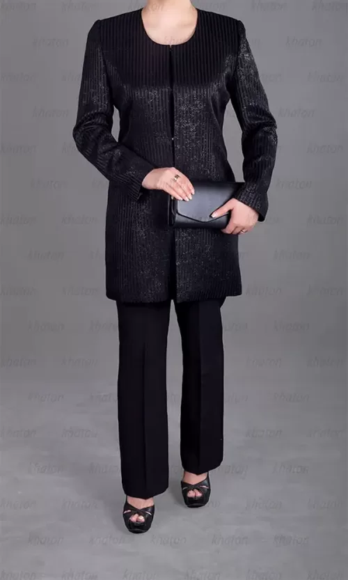 کت بلند و شلوار مشکی