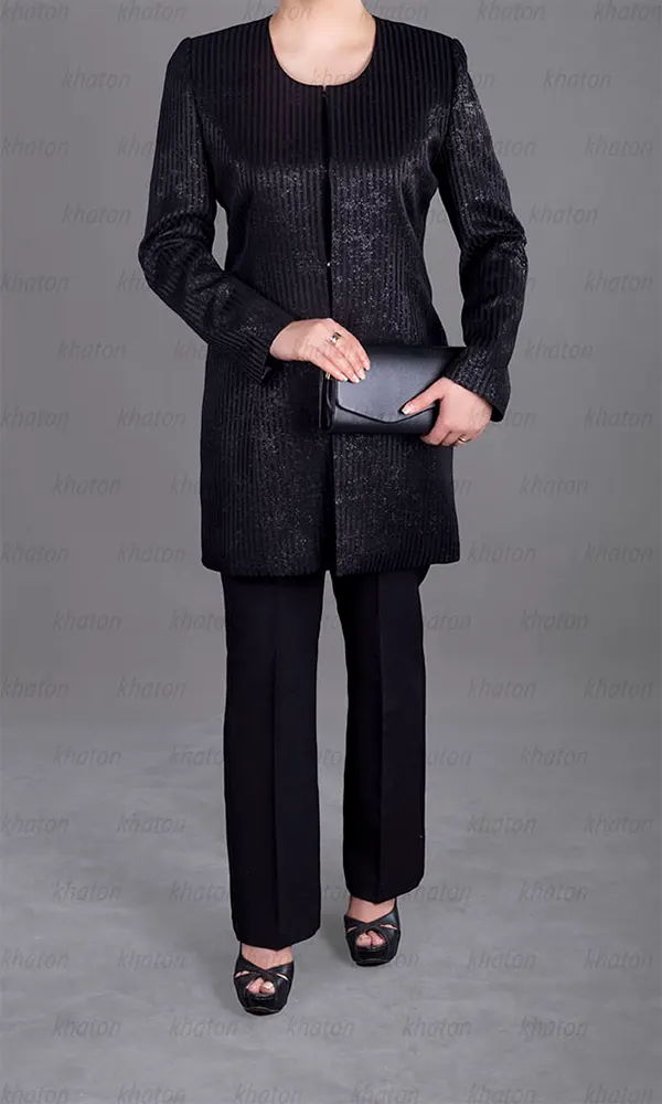 کت بلند و شلوار مشکی