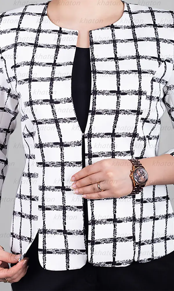 جزئیات کت سفید چهار خانه، قزن دار